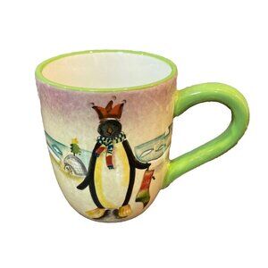 Oneida Chillin Winter Penguin Coffee Tea Mug Handpainted Earthenware Ceramic‎
